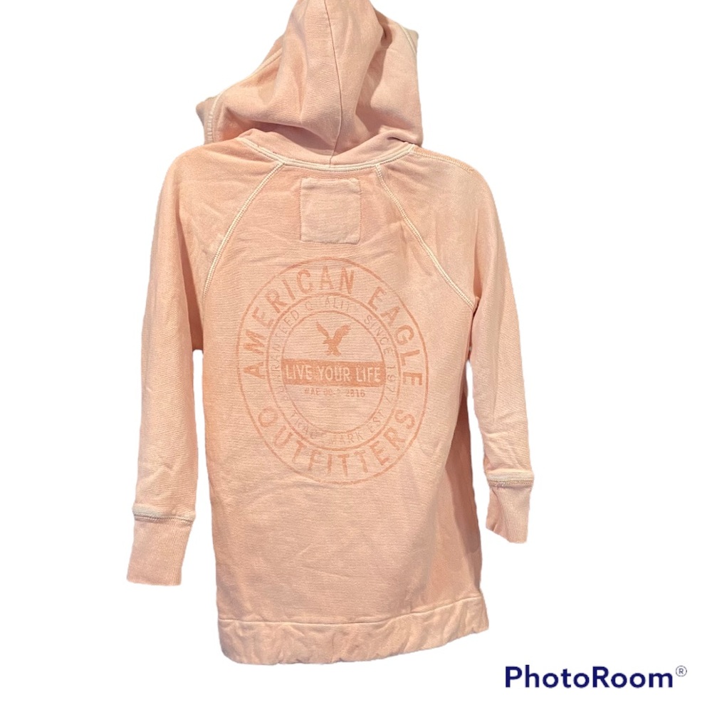 American Eagle Deep V Coral Pink Hoodie Woman Size Small - Picture 3 of 8